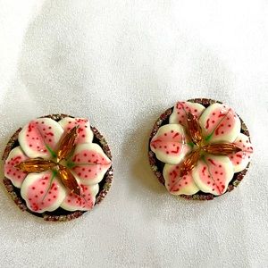Lunch at the Ritz  🆕 “ Blossom Bordelaise” Lily A La Mode pierced Earrings